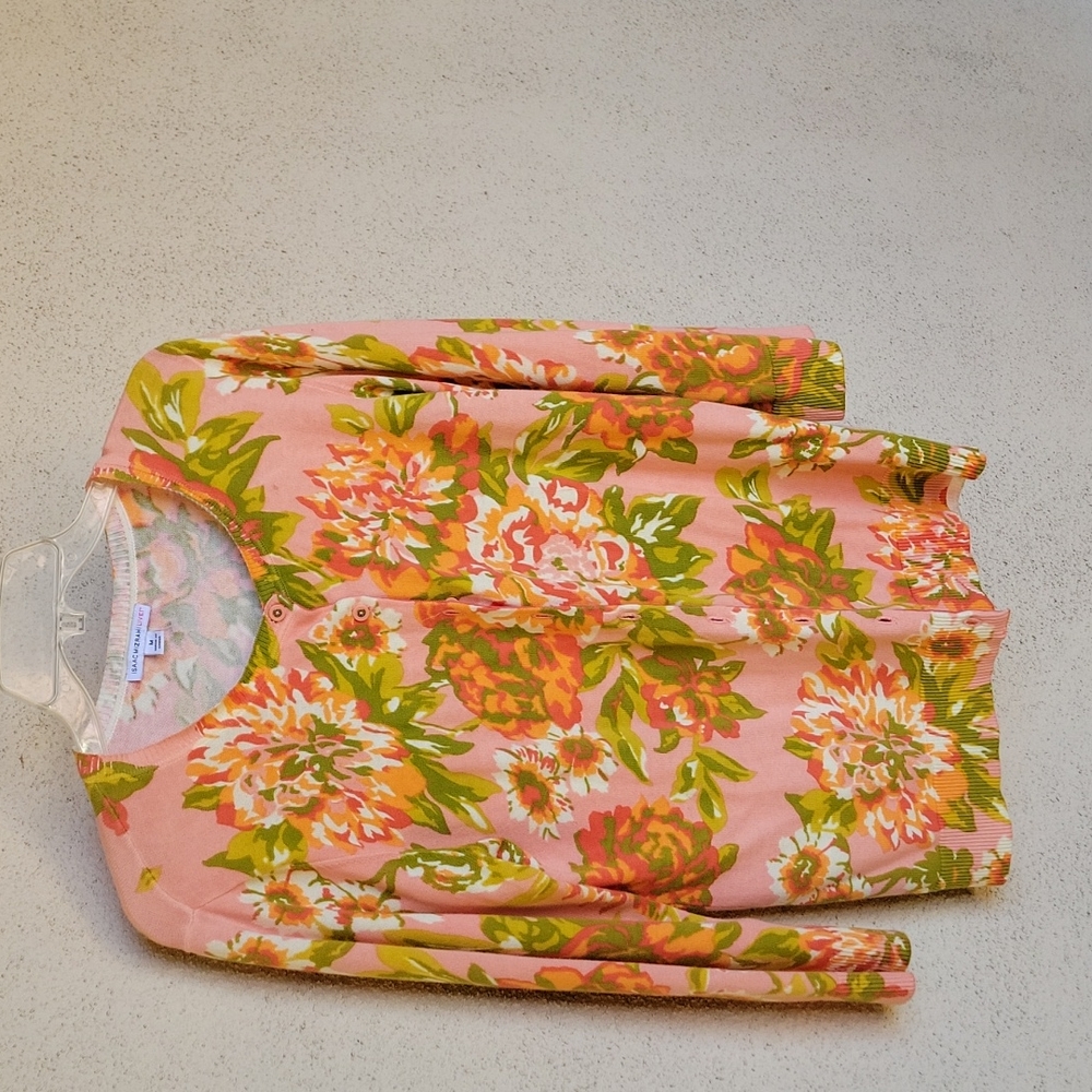 Isaac Mizrahi Peach/Floral Cardigan